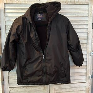 Cold Storage EUC hooded fleece lined water resistant girl’s jacket black.
